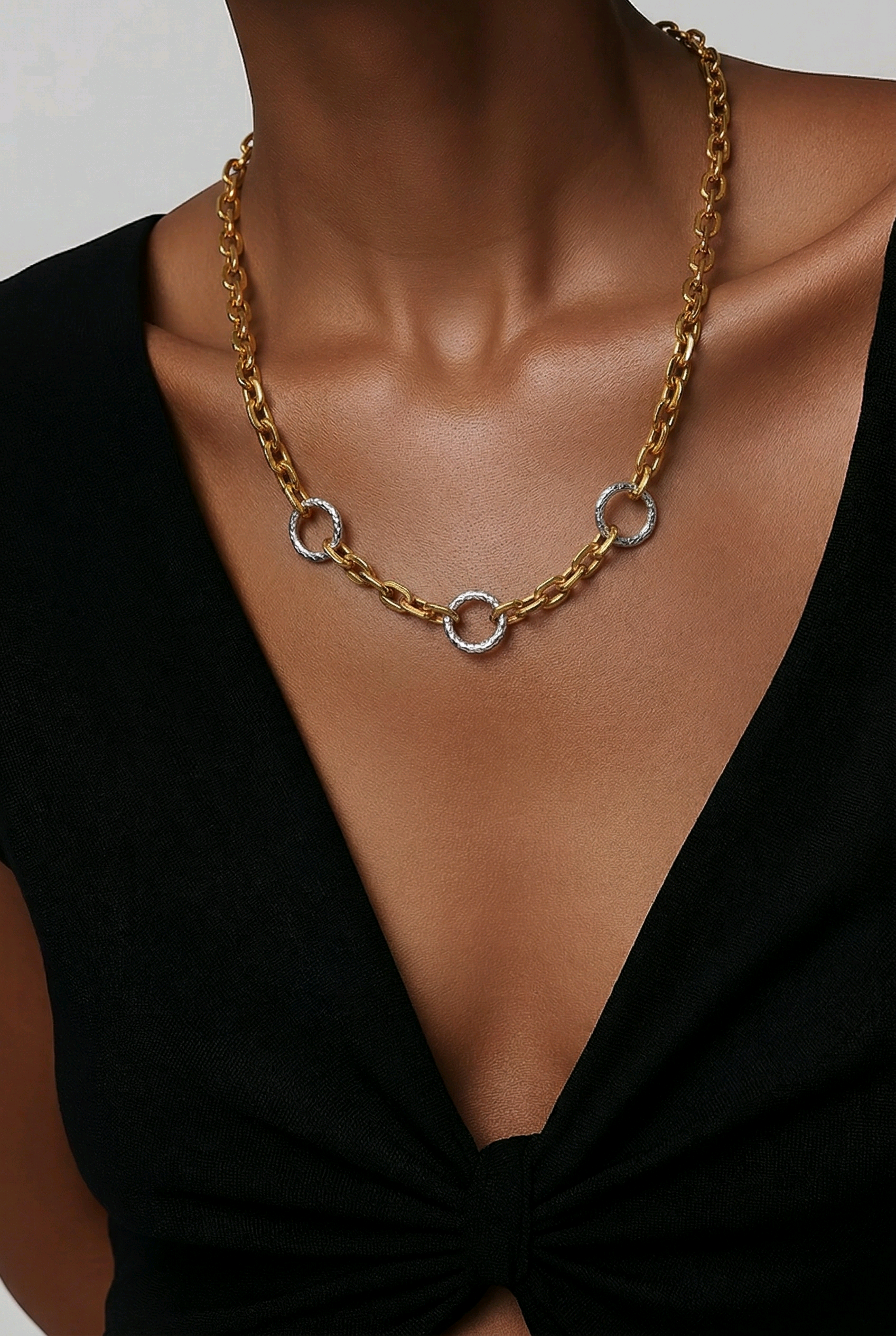 Chain Necklace with Signature Rings