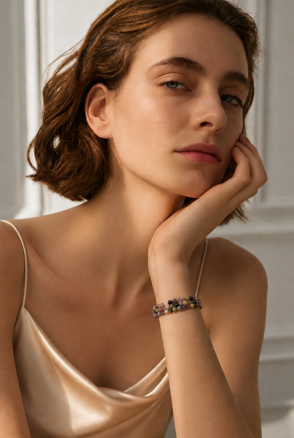 Natural Tourmaline Triple Wrap Bracelet